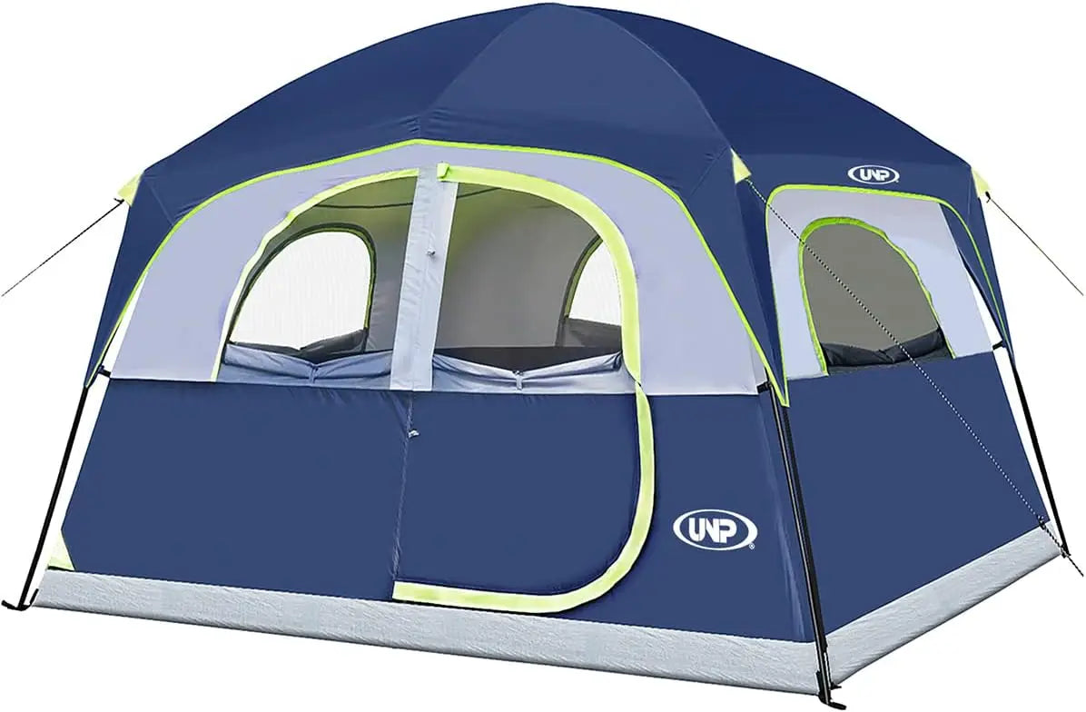 Tents 6 Person Waterproof Windproof Easy Setup,Double Layer Family Camping Tent with 1 Mesh Door & 5 Large Mesh Windows