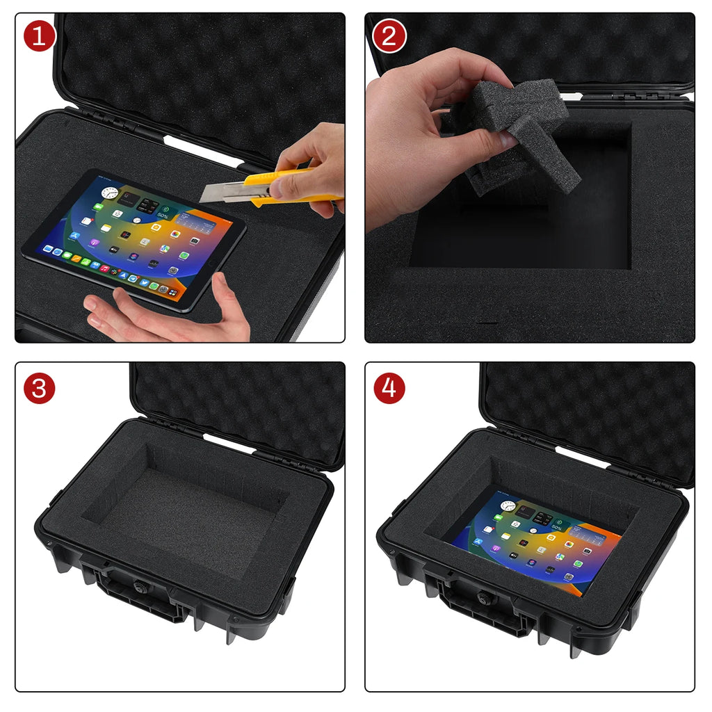 9 Sizes Tool Box Waterproof Plastic Hard Carry Case With pre-cut Sponge Tool Organizer Boxes Tool Cabinet Foam Hardware Toolbox