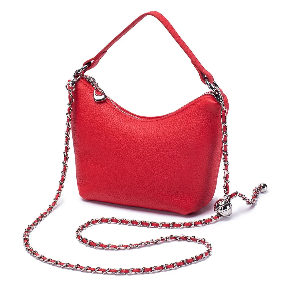 Small Crossbody Bags Purse for Women Detachable Chain Strap Messenger Bag Trendy Leather Dumpling Shape Lightweight Mini Handbag