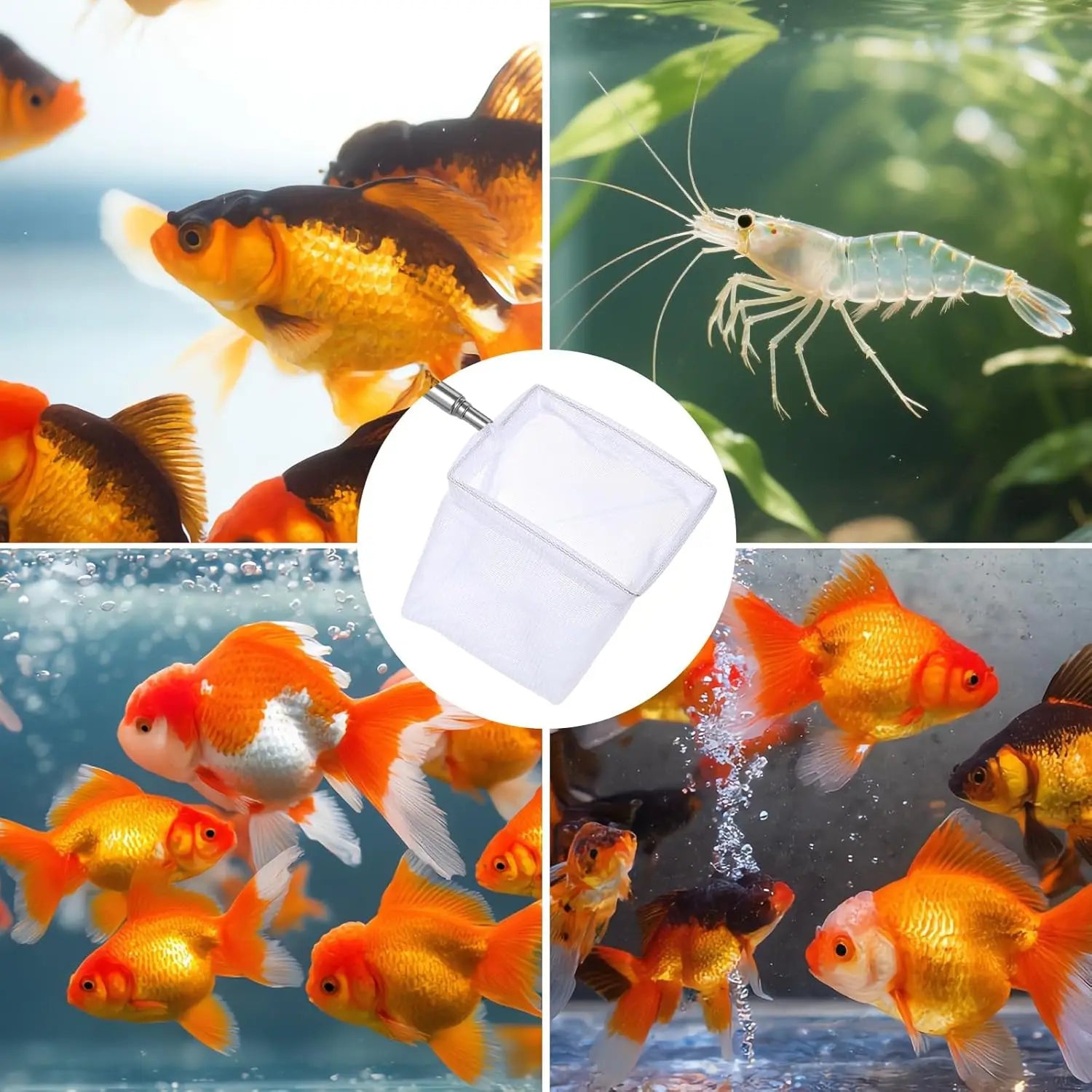 2-Pack 3" Aquarium Nets – Extendable Stainless Steel Handle Shrimp & Fry Net for Baby Fish, Food Residue &Debris Skimming