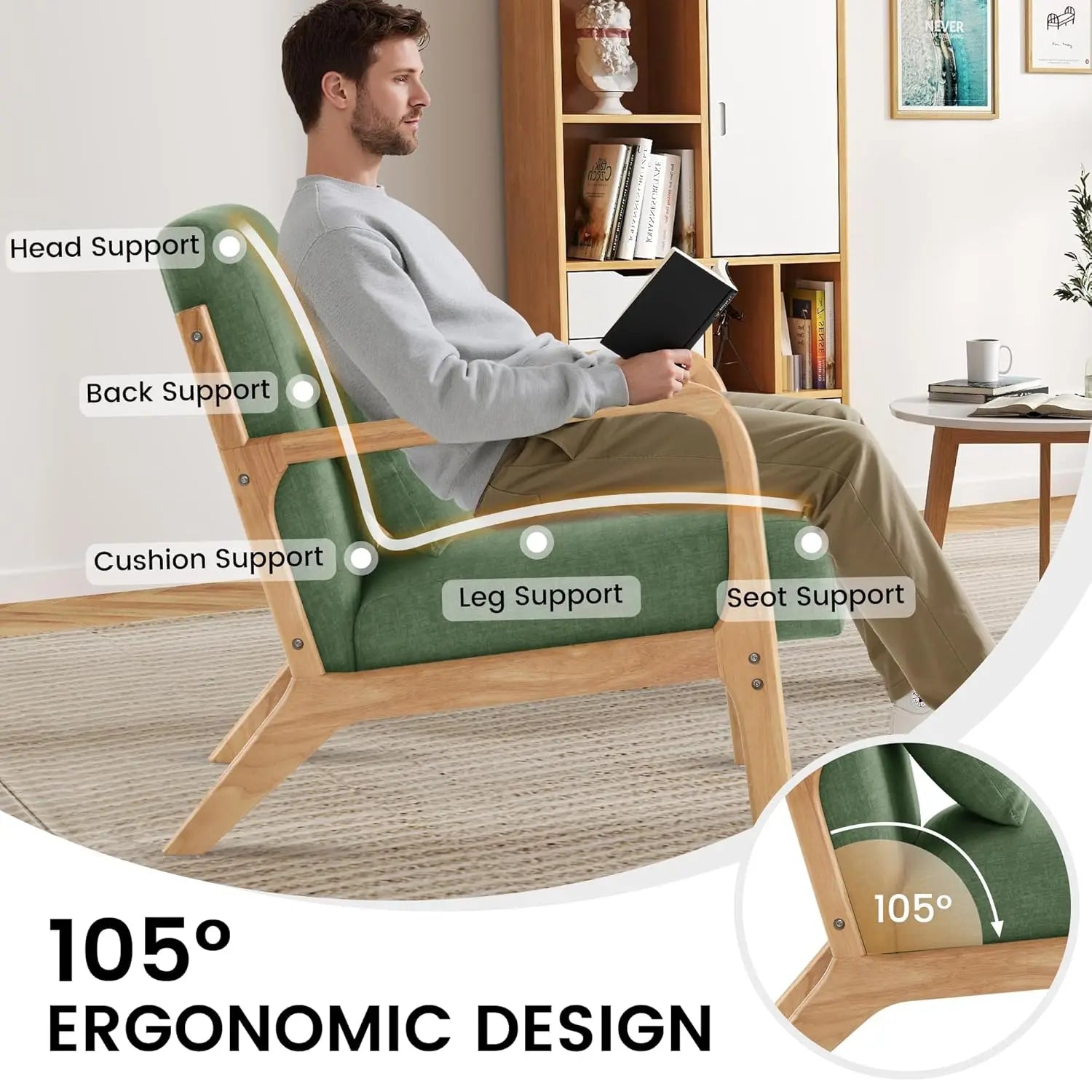 Accent Chair Set of 2 with Pillow Upholstered Mid-Century Chair Living Room Chair for Small Space Solid Wood Frame, Customized