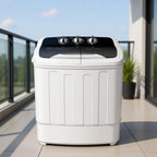 Portable Twin Tub Mini Washer and Dryer Combo, 13lbs Capacity, Ideal for Apartments, Dorms, RVs, Black and White