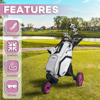 3-Wheel Lightweight Deluxe Women's Golf Push Cart, Easy Fold & Collapsible for Convenient Golfing