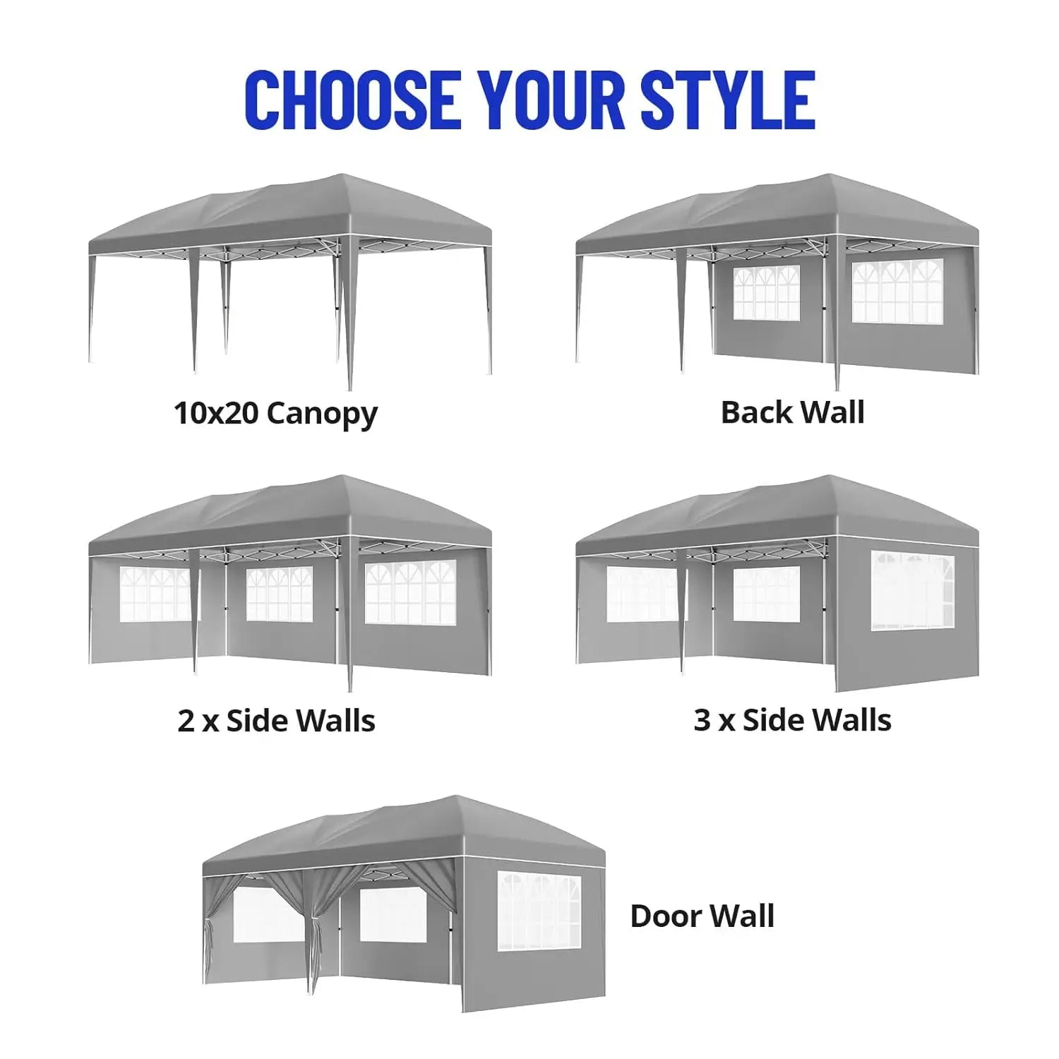 10x20 Pop Up Canopy Tent with 6 Sidewalls Waterproof Outdoor Party Tent Canopy Tents with Adjustable Height, Customized