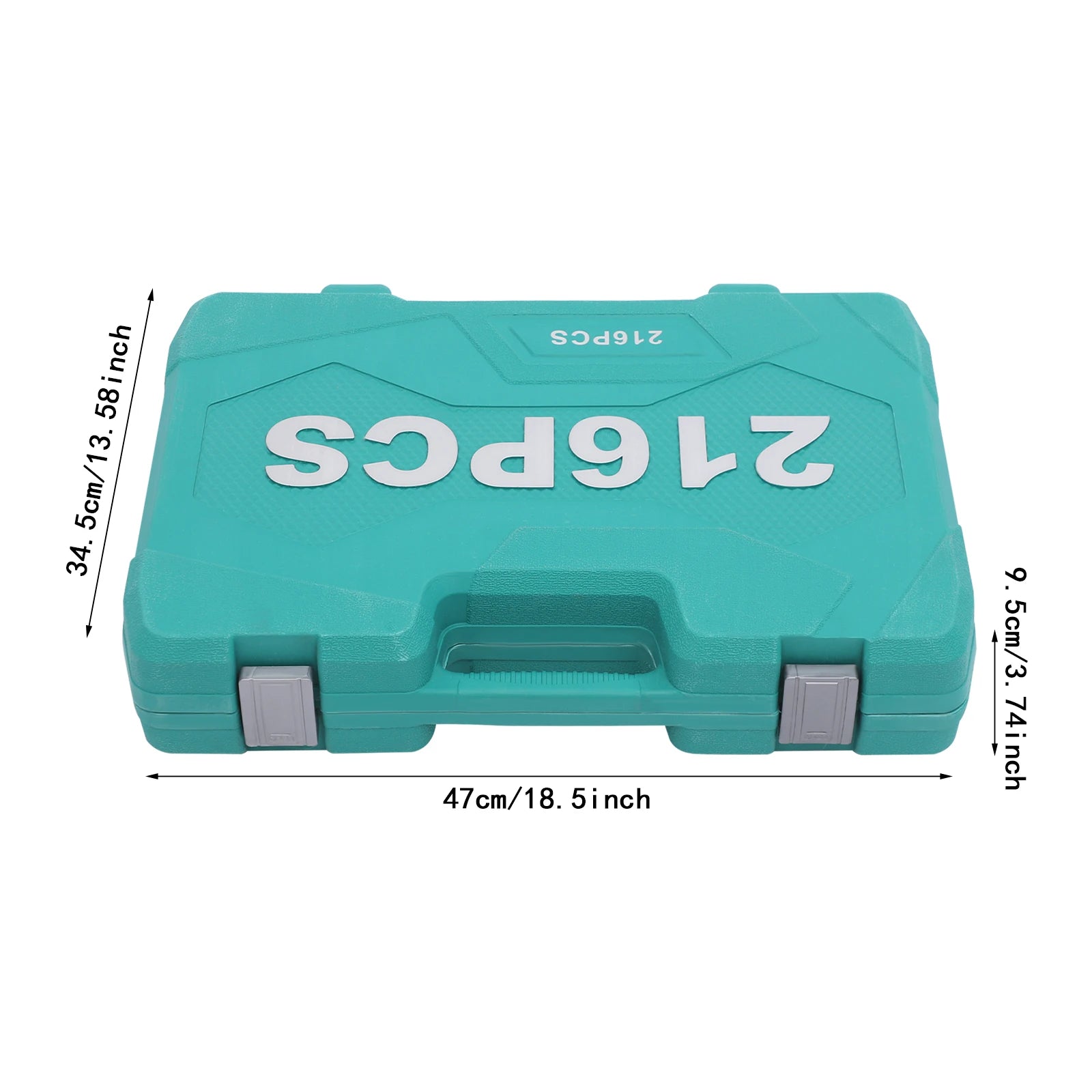 Socket Spanner Set, Drive Socket Set, 216-Piece Ratchet Box Set with Green Case, Chrome Vanadium Steel Tool Kit for Automotive