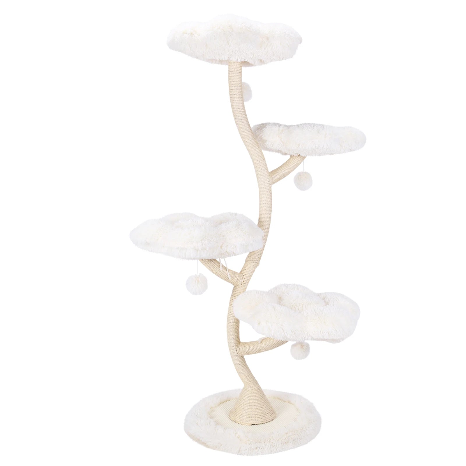 70.07 Inch Flower Cat Scratching Activity Tree for Indoor Kittens with Platform Bed Sisal-Covered Scratching Posts & Toy Balls