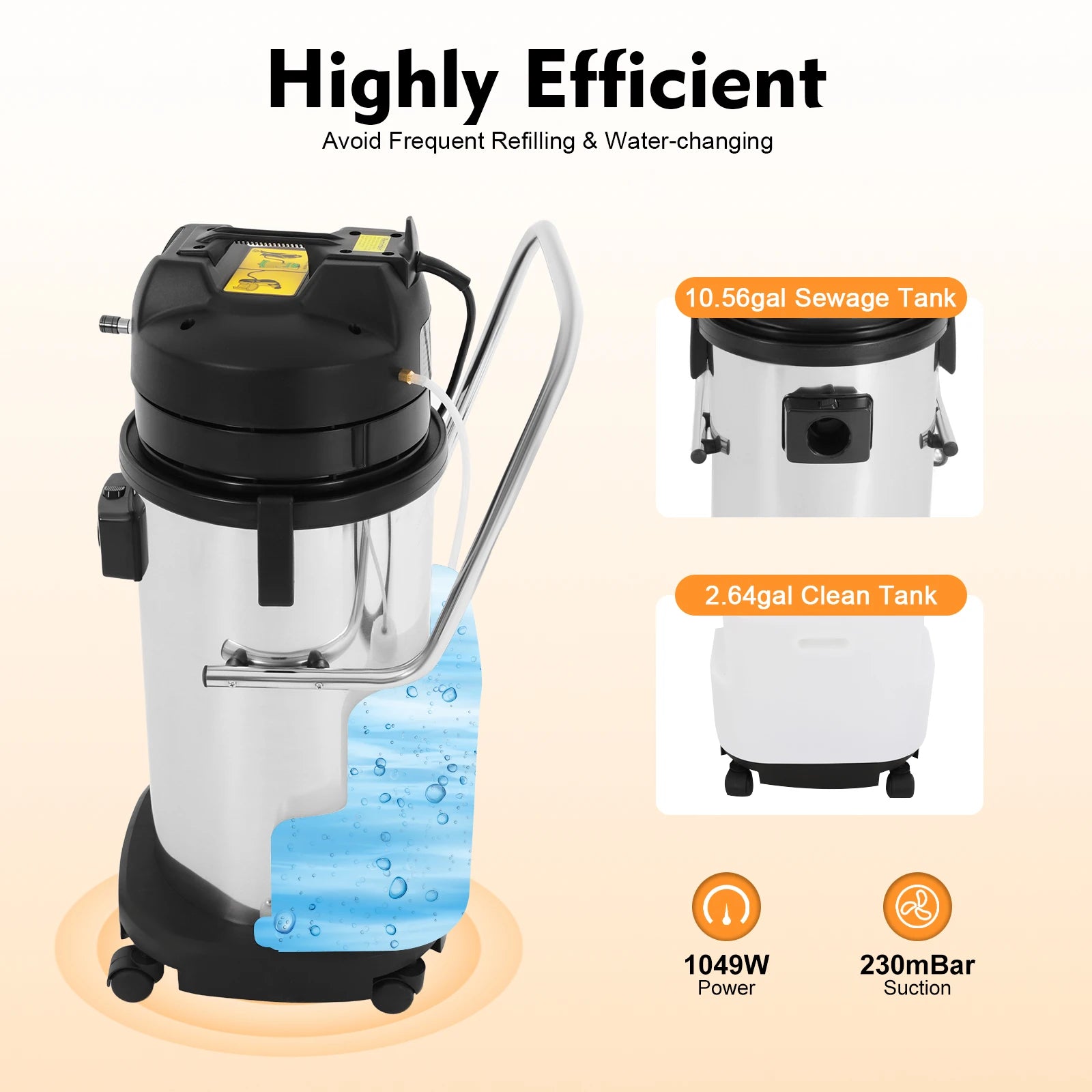 Powerful 40L Carpet Cleaning Machine & Floor Vacuum Cleaner, 110V Professional Heavy-Duty for Home Commercial Use