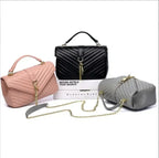 Designer Fashionable new V-line large grid solid color women's bag ins trendy shoulder carrying crossbody bag BY6