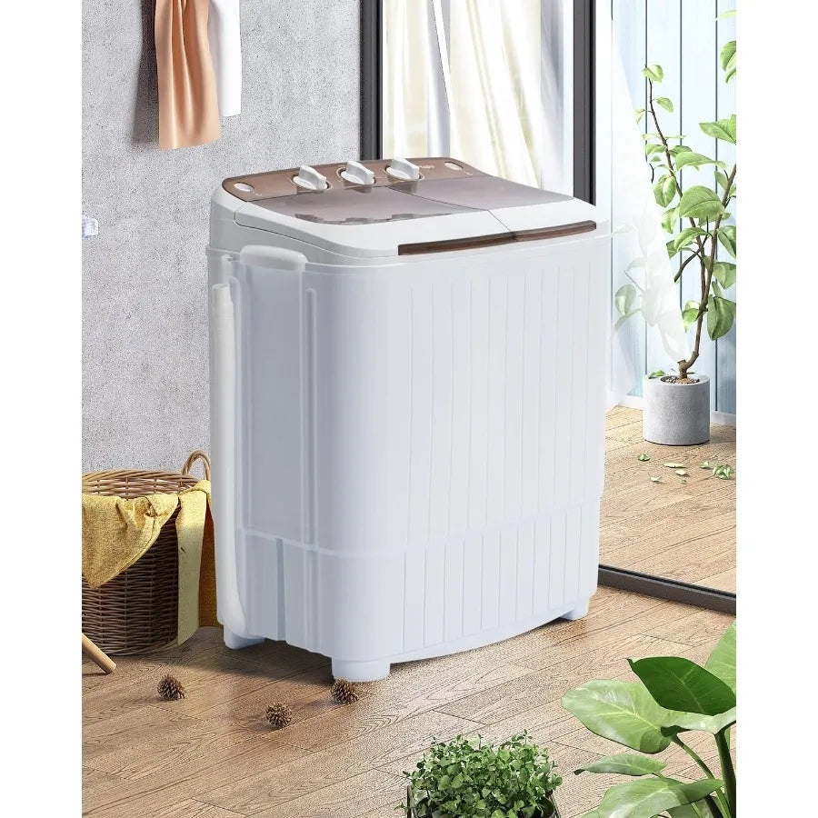 17.6Ibs Portable Washing Machine Compact Washer Machine Mini Washing Machine Twin Tub Washer and Spiner Ideal for Dorms Apartme