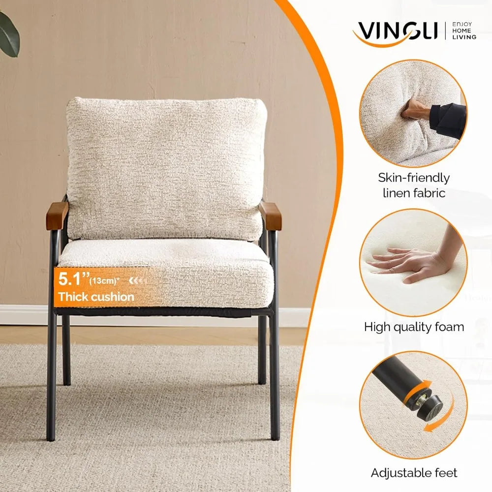 Mid-Century Modern Accent Armchiars Set of 2 for Small Space, Small Comfy Upholstered Leisure Reading Chairs, Customized