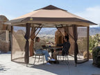 CROWN SHADES 13x13 Pop up Gazebo with Mosquito Nettings, Patented Center Lock 6-Sided Portable Gazebo, 300D Silver-Coated Fabric