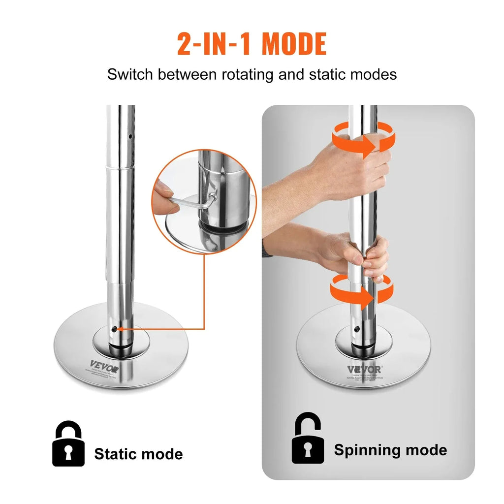 Sihao Professional Dancing Pole Spinning Static Dancing Pole Kit Portable Removable Pole 45mm Heavy-Duty Stainless Steel Pole