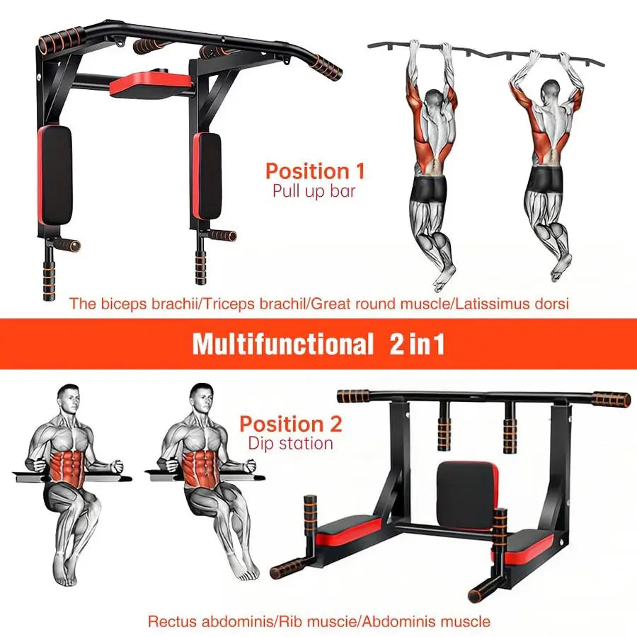 WallMounted PullUp Bar HeavyDuty Indoor Horizontal Bar for Home Gym, ChinUp, Punching Bag, and Exercise Equipment Adjustable amp