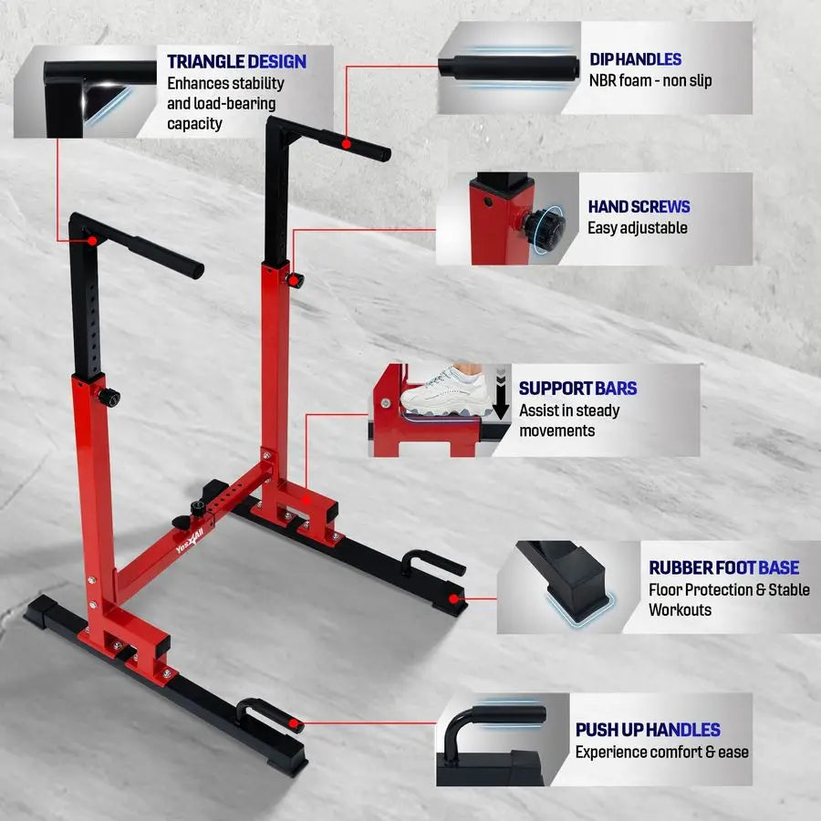 Dip Stand 500 LBS Capacity, 80 Levels Adjustable Dip Bars, Dip Station Machine for Home Gym