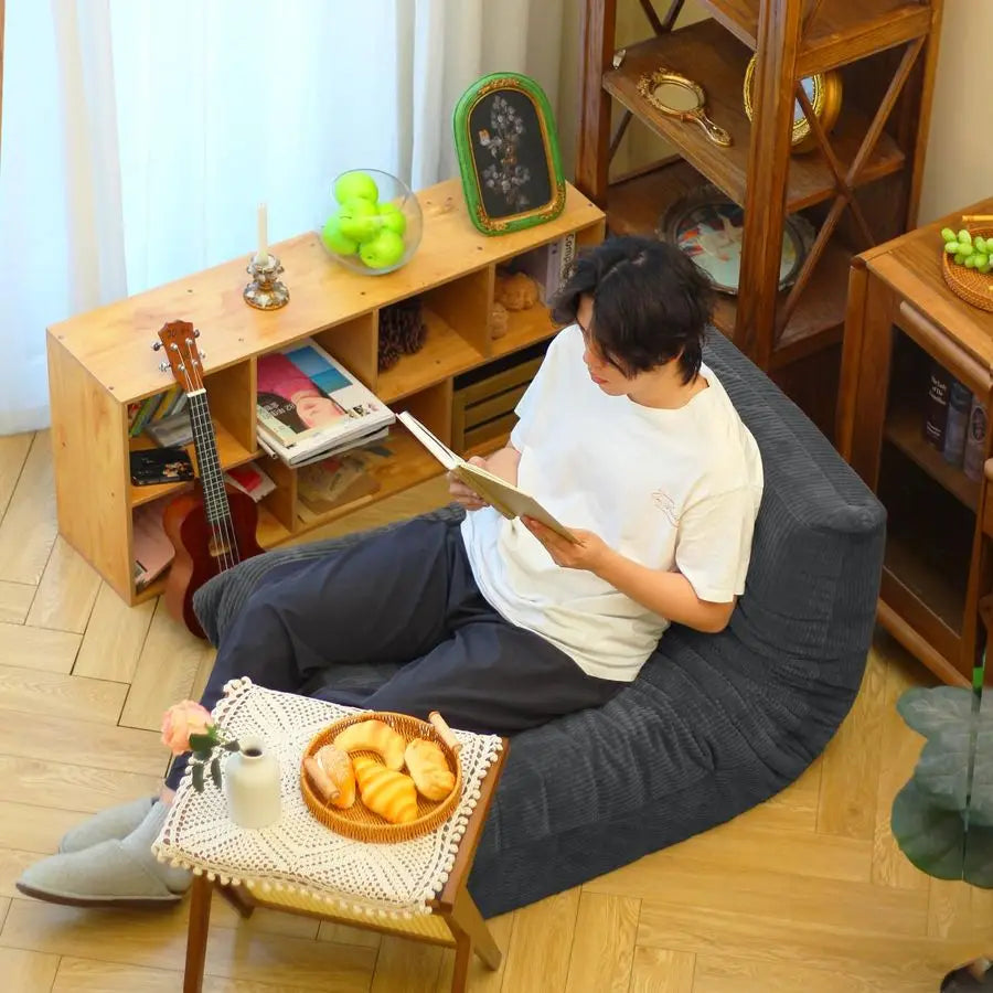 Fireside Floor Sofa MidCentury Modern Armless Lounge Chair with Premium Soft Corduroy Fabric, Plush Foam Cushion Accent Chair fo