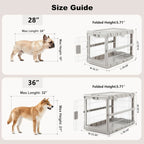 Foldable Dog Crate with Wheels - 28" Medium Kennel, No Tools Required, Durable Steel Cage for Indoor & Travel
