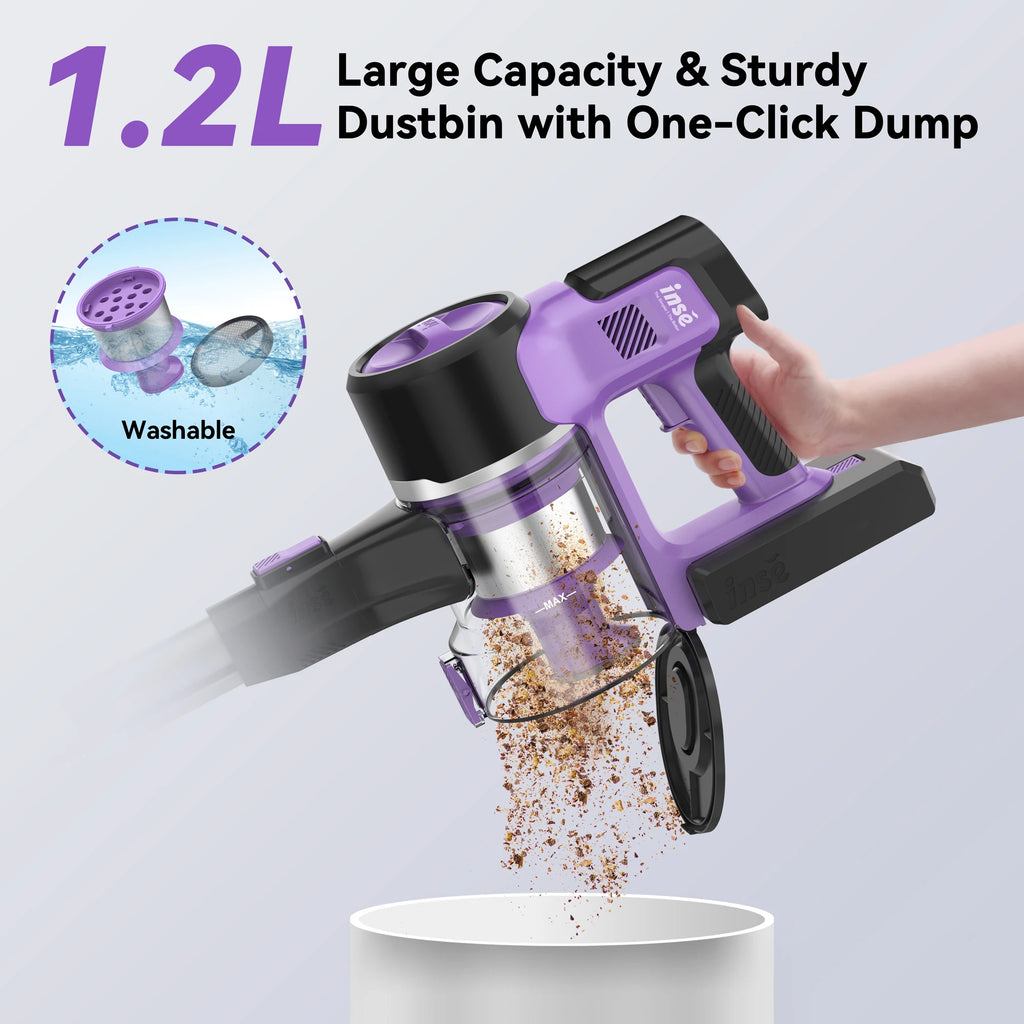 INSE S10P Cordless Vacuum Cleaner, 6-in-1 Stick Vacuum with 26Kpa 350W Suction, Rechargeable Vacuum Cleaners for Home