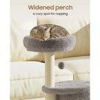 Cat Tree 34.3 Inches Cat Tower with Scratching Post Condo Interactive Hanging Ball Plush Perch for Indoor Large Cats Gray