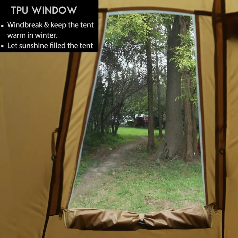 4~6 Person Tipi Hot Tent T3 XL with Screen Window Hght 8' 6" 2.6m Diameter 15' 4.6m for Wood Buring Stove Bushcraft Family Camp