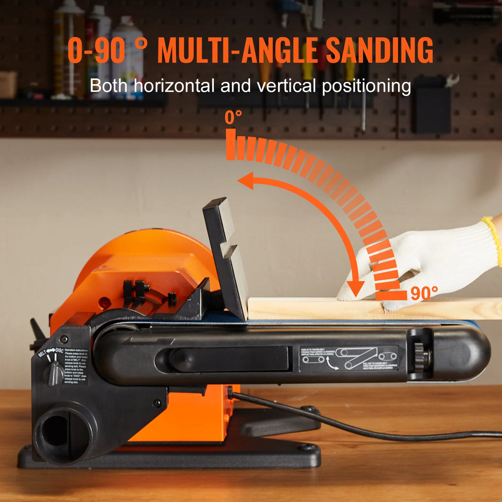 SucceBuy Belt Disc Sander Combo with 5A/4.3A/2.5A Induction Motor Belt Sanding Machine Woodworking Deburring Grinder Combo Bench
