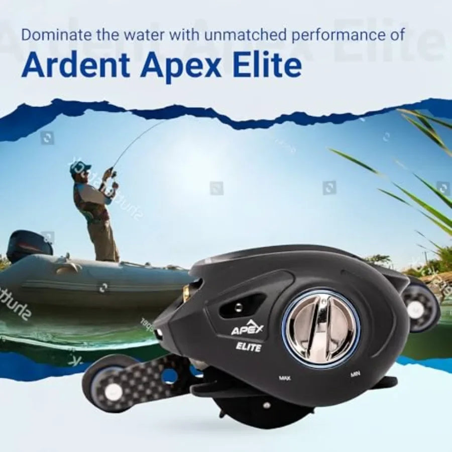 Apex Elite Baitcasting Reel Right Handed 7.3:1 Gear Ratio 12+1 Ball Bearing Aluminum Frame Fishing Reel with EVA Grip Smooth Ca