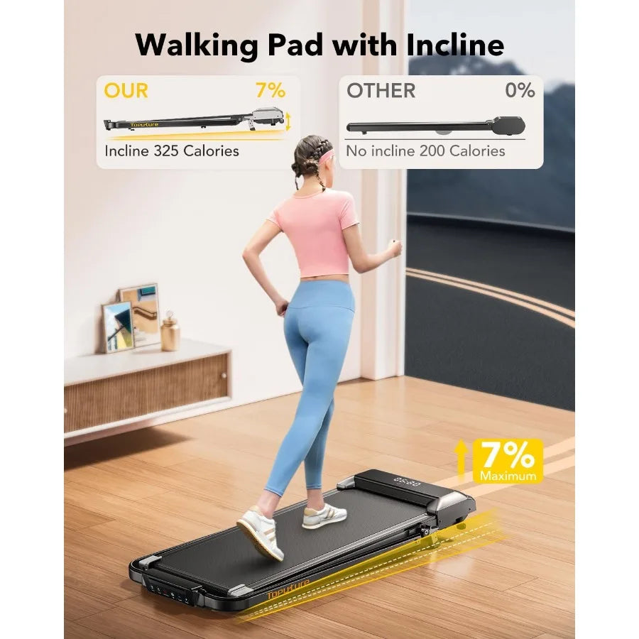 Walking Pad Under Desk Treadmill with Incline 2 in 1 Folding Treadmill for Home and Office Use Compact Portable Treadmill with