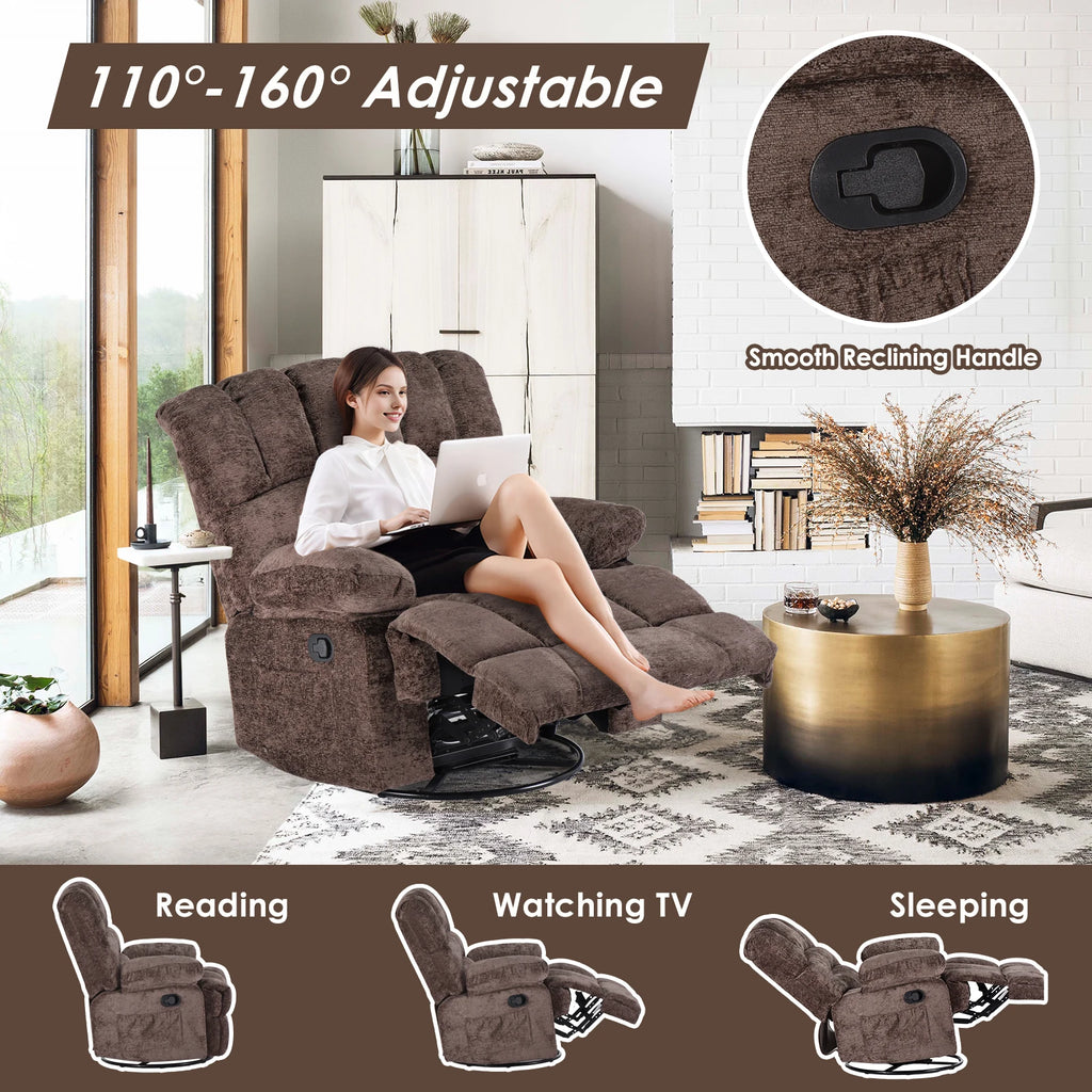 Oversized Swivel Rocker Recliner Chair for Living Room for Adults