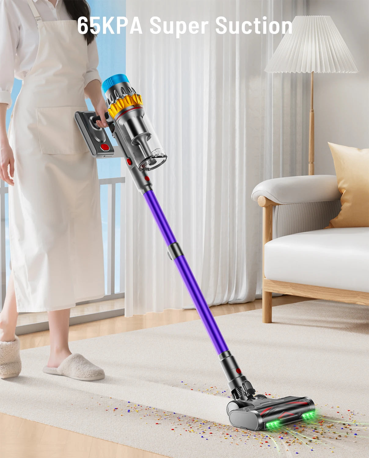 VAKERR X15 Pro 650W Cordless Vacuum Cleaner 65KPA Strong Suction for Pet Hair and Carpet 70Mins Runtime Household cleaning