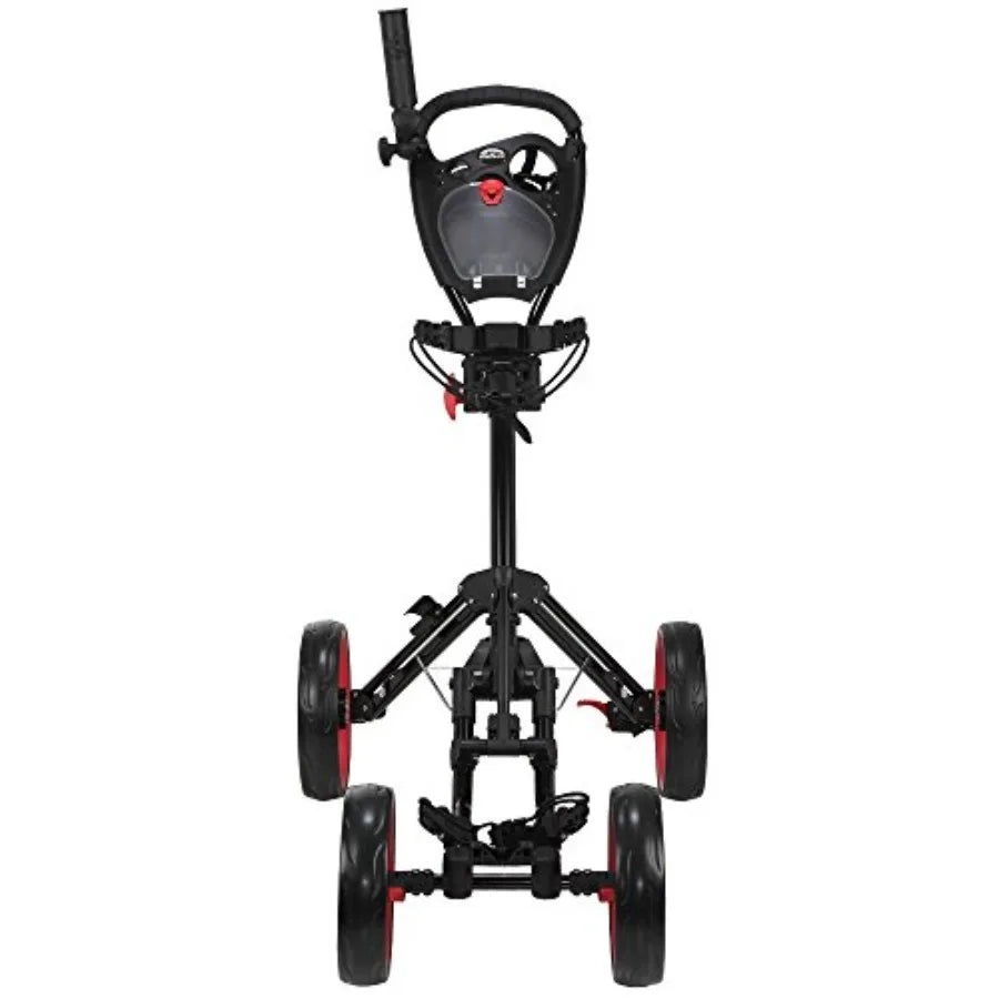 4Wheel Folding Golf Pull Push Cart for Easy Transportation on Courses Lightweight Design with Large Storage Basket and Adjustab