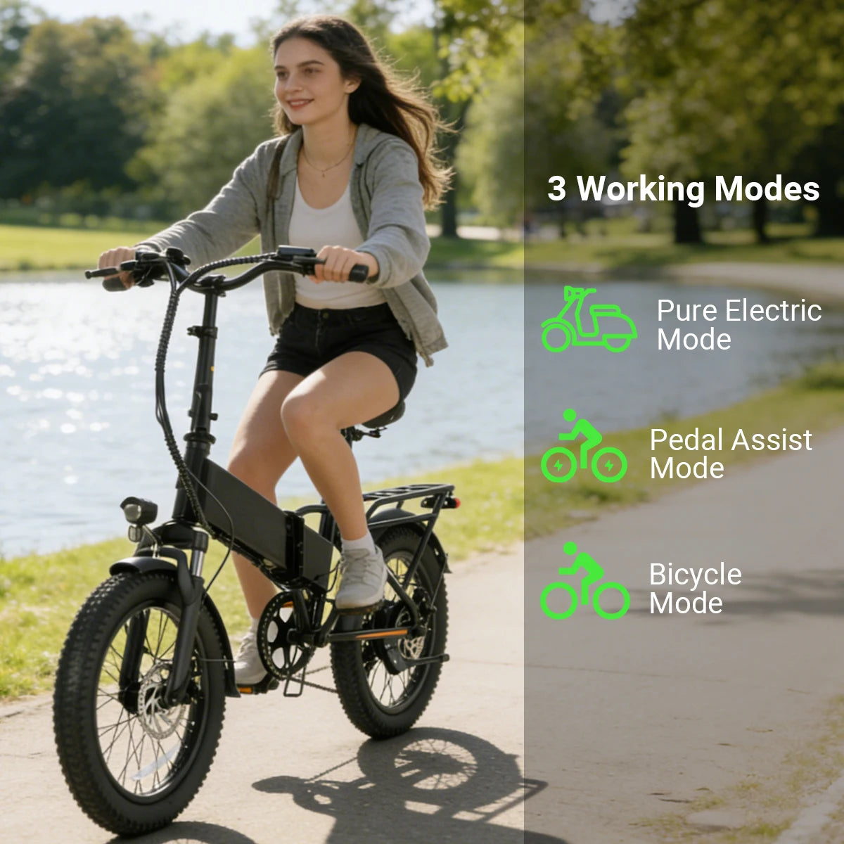 【1 Year Warranty】DYU A20 Adult Electric Bicycle Peak 1200W Motor 48V10.4AH Battery Electric Bike 28MPH Fat E-bike，UL2849