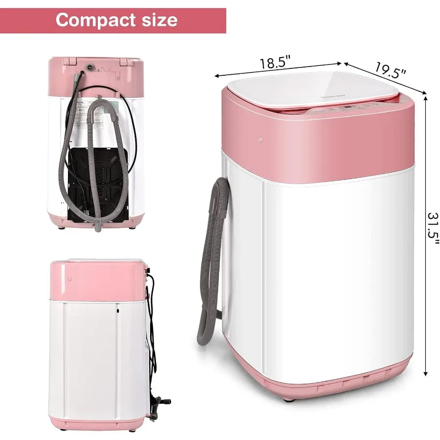 Portable Washing Machine 8 Lbs Capacity with Builtin Drain Pump Compact FullAutomatic Laundry Washer Featuring 6 Programs and 6