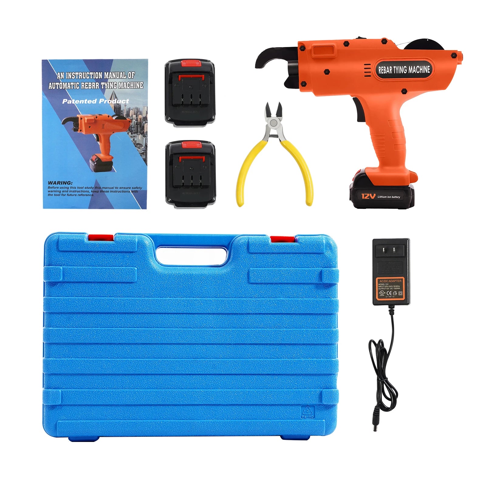 8-34mm Rebar Tying Machine Automatic Handheld Rebar Tying Tool Reinforcing Steel Tying Machine Orange/Blue