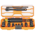 65242 KNECT Impact Socket Set Ratcheting Screwdriver Set 1/4-Inch Drive 4 SAE and 4 Metric Flip Sockets 16 Hex Size