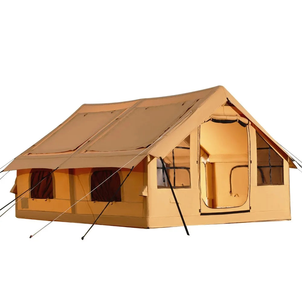 Inflatable Tent for Family Camping Tent 5-8 Person Window Glamping w/ Hand Pump