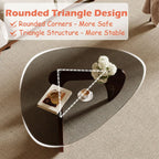 Modern Triangle Coffee Table for Living Room, Small Spaces, Tempered Glass Top & Eco-Friendly MDF Base, Walnut Finish
