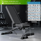 Adjustable Weight Bench with 12x4x4 Positions, 1200LB Heavy Duty Workout Bench for Home Gym, Commercial Incline-Flat-Decline Ben