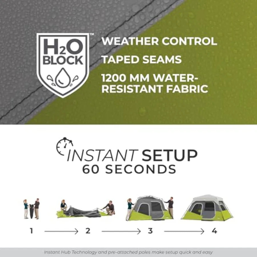 Instant Cabin Tents 6 Person/ 9 Person/ 10 Person/ 12 Person Family Cabin Multi Room Pop Up Tents Car Camping Included Storage