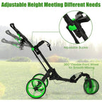 Folding Golf Push Cart with Swivel Front Wheel 3 Wheel Adjustable Golf Pull Cart for Easy Transportation and Compact Storage Id