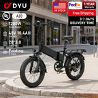 【1 Year Warranty】DYU A20 Adult Electric Bicycle Peak 1200W Motor 48V10.4AH Battery Electric Bike 28MPH Fat E-bike，UL2849