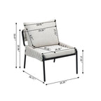 Modern Accent Lounge Chair, Braided Upholstery, Metal Frame, Comfortable Armchair for Living Room or Bedroom, Soft Cushioned