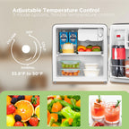 Comfee 1.7 Cu.Ft Retro Mini Fridge, Energy Saving, Low Noise, Adjustable Thermostat with Chiller Box for Bedroom, Office, Dorm