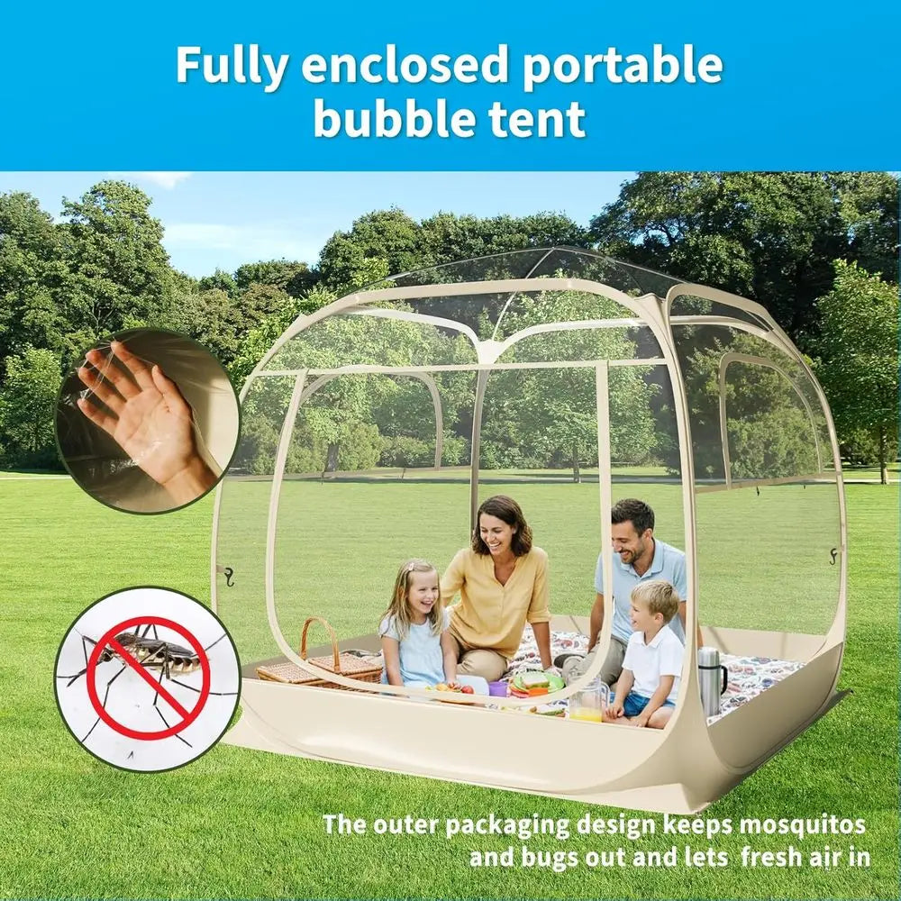 6-Person Weather-Resistant Bubble Tent with Vent Windows for Camping, Outdoor Shelter, and Backyard Parties in Beige