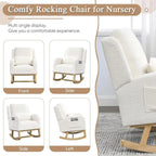 Rocking Glider Chair for Nursery, Wingback Accent Rocker Chair Upholstered Tall Back Arm Chair w/Side Pockets, Modern Leisure Si
