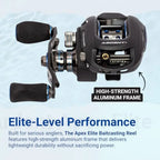 Apex Elite Baitcasting Reel Right Handed 7.3:1 Gear Ratio 12+1 Ball Bearing Aluminum Frame Fishing Reel with EVA Grip Smooth Ca