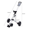 Foldable Portable 3 Wheel Versatile Golf Push Cart Foot Brake with Water Bottle Holder for Golf Courses, Gyms, Schools NEW
