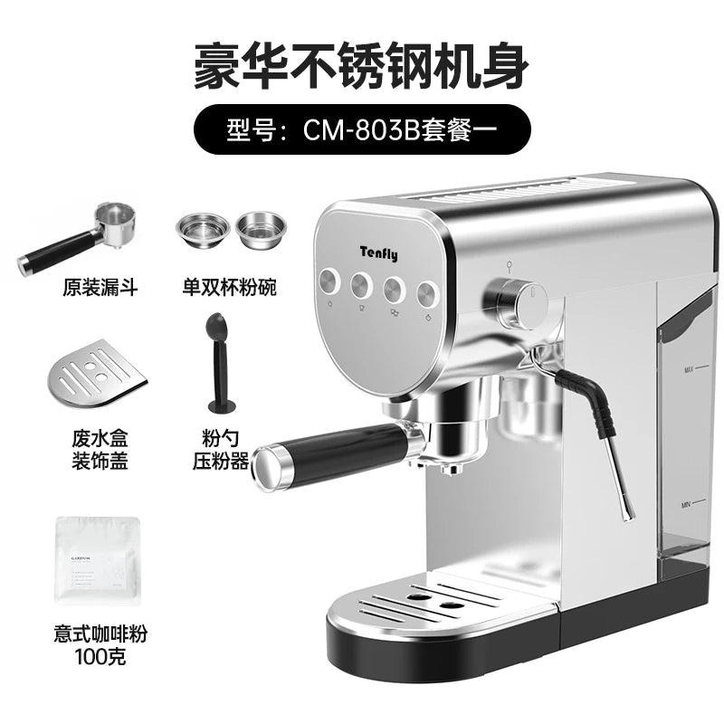 Espresso machine household small 20bar semi-automatic extraction stainless steel steam milk foam  coffee maker