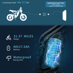Electric Mountain Bike 750W 48V 17.5Ah 45Mile Class 3 E-Bike, 20" Fat Tire All-Terrain Bike with LCD Display UL Certified
