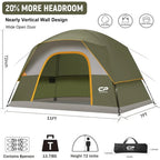 Tents for Camping 6 Person Tent Waterproof Windproof Double Layer Family Camping Tent,Easy Setup Dome Tent withLarge MeshWindows