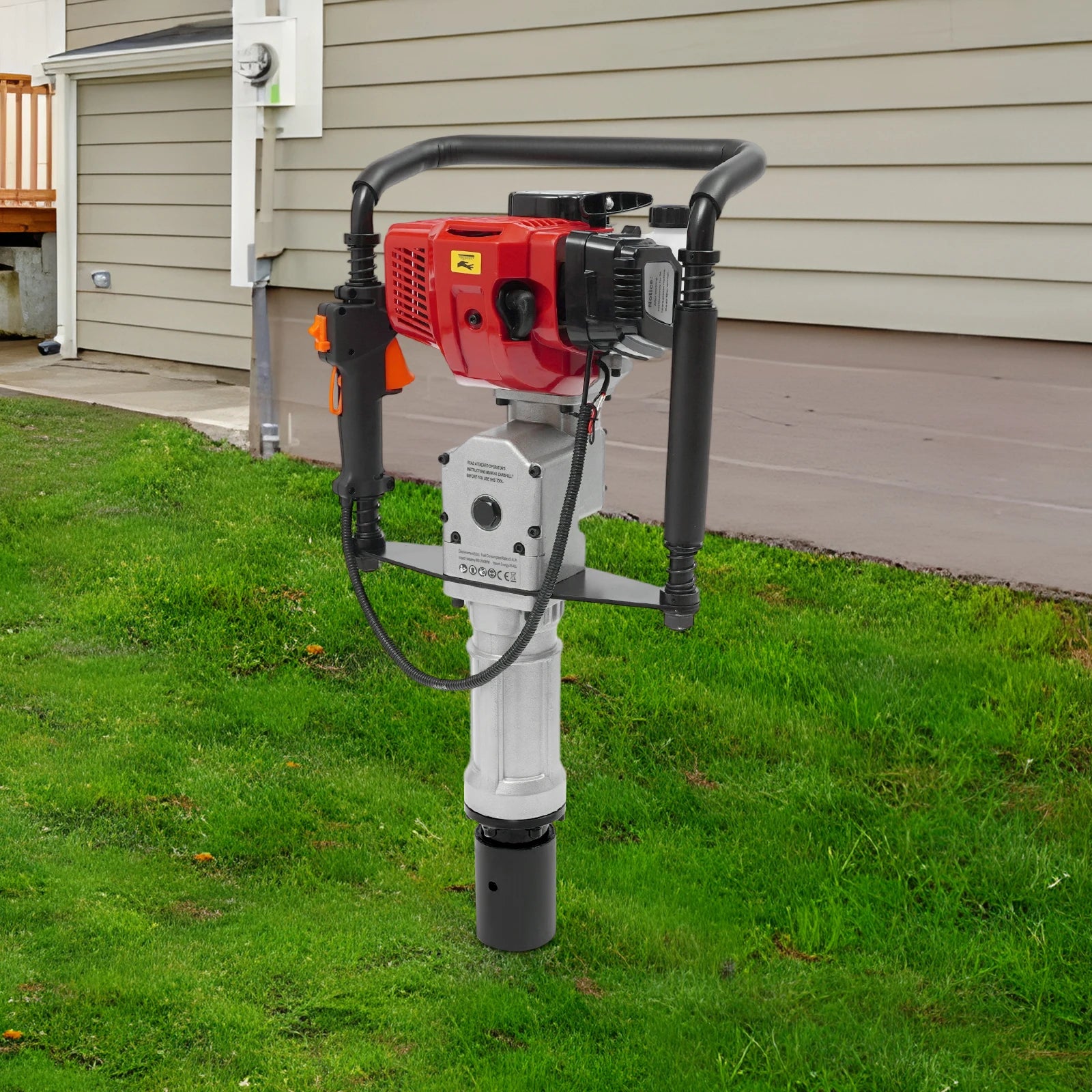 52CC 2-Stroke Gas Post Driver with Anti-Vibration Grip, 2 Socket Sizes for Fencing, Construction, and Agricultural Piling Work