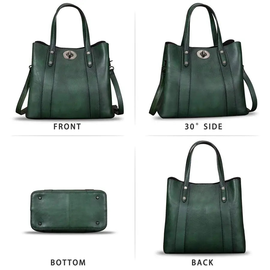 Leather Handbags for Women Satchel Purses Vintage Handmade Shoulder Bag Cowhide Top Handle Handbag Totes